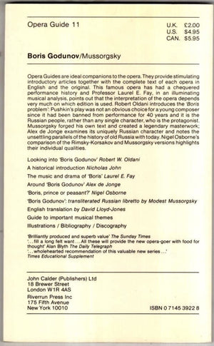Boris Godunov: English National Opera Guide 11 (English National Opera Guides),New