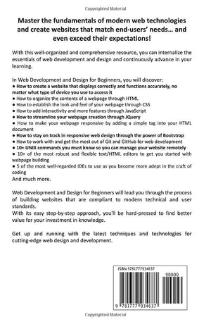 Web Development And Design For Beginners: Learn And Apply The Basic Of Html5, Css3, Javascript, Jquery, Bootstrap, Dom, Unix Com-new