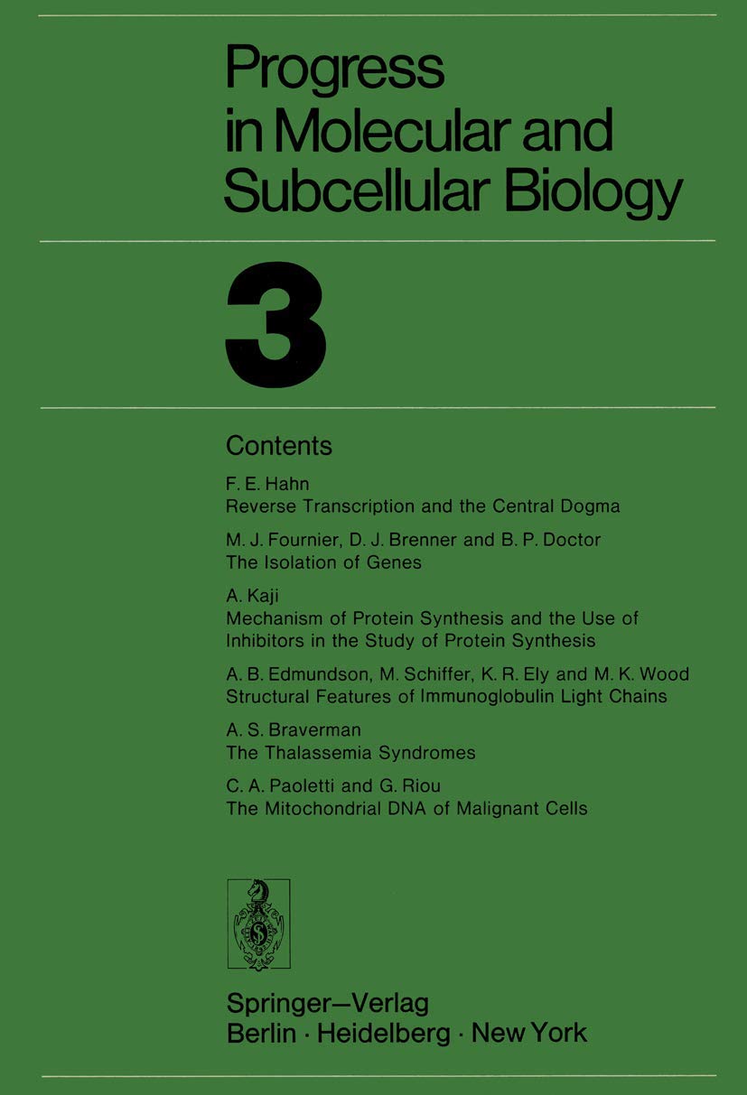 Progress in Molecular and Subcellular Biology 3,Used