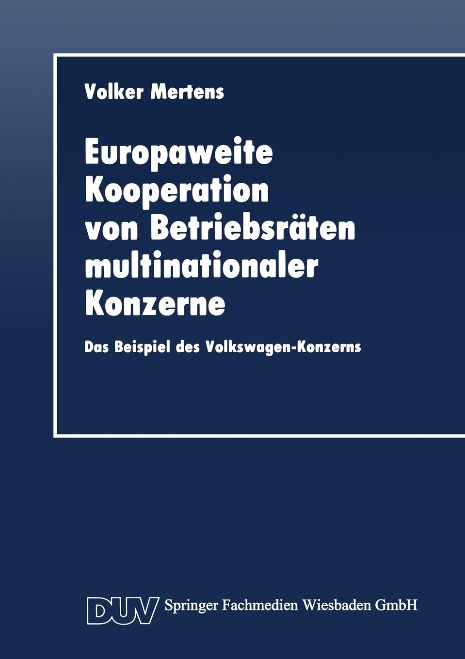 Europaweite Kooperation von Betriebsrten multinationaler Konzerne: Das Beispiel des VolkswagenKonzerns (DUV Wirtschaftswissensc,Used