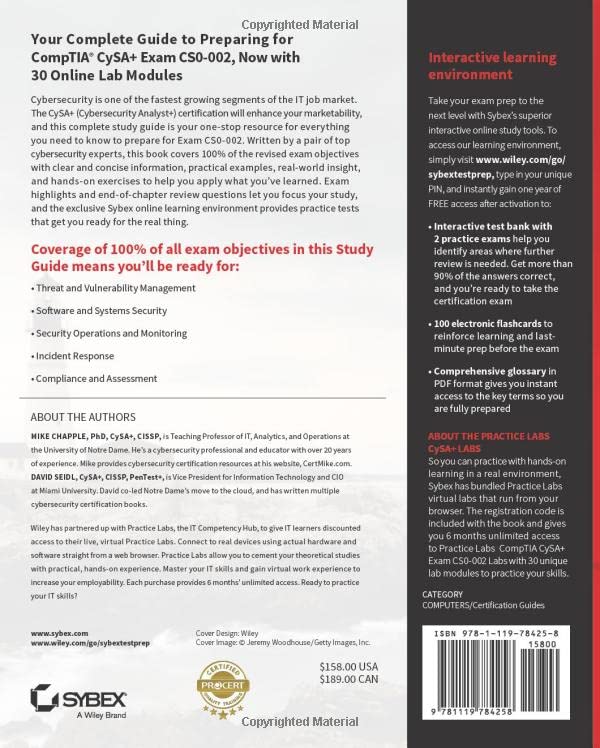 CompTIA Cybersecurity Analyst (CySA+): Exam CS0002,Used