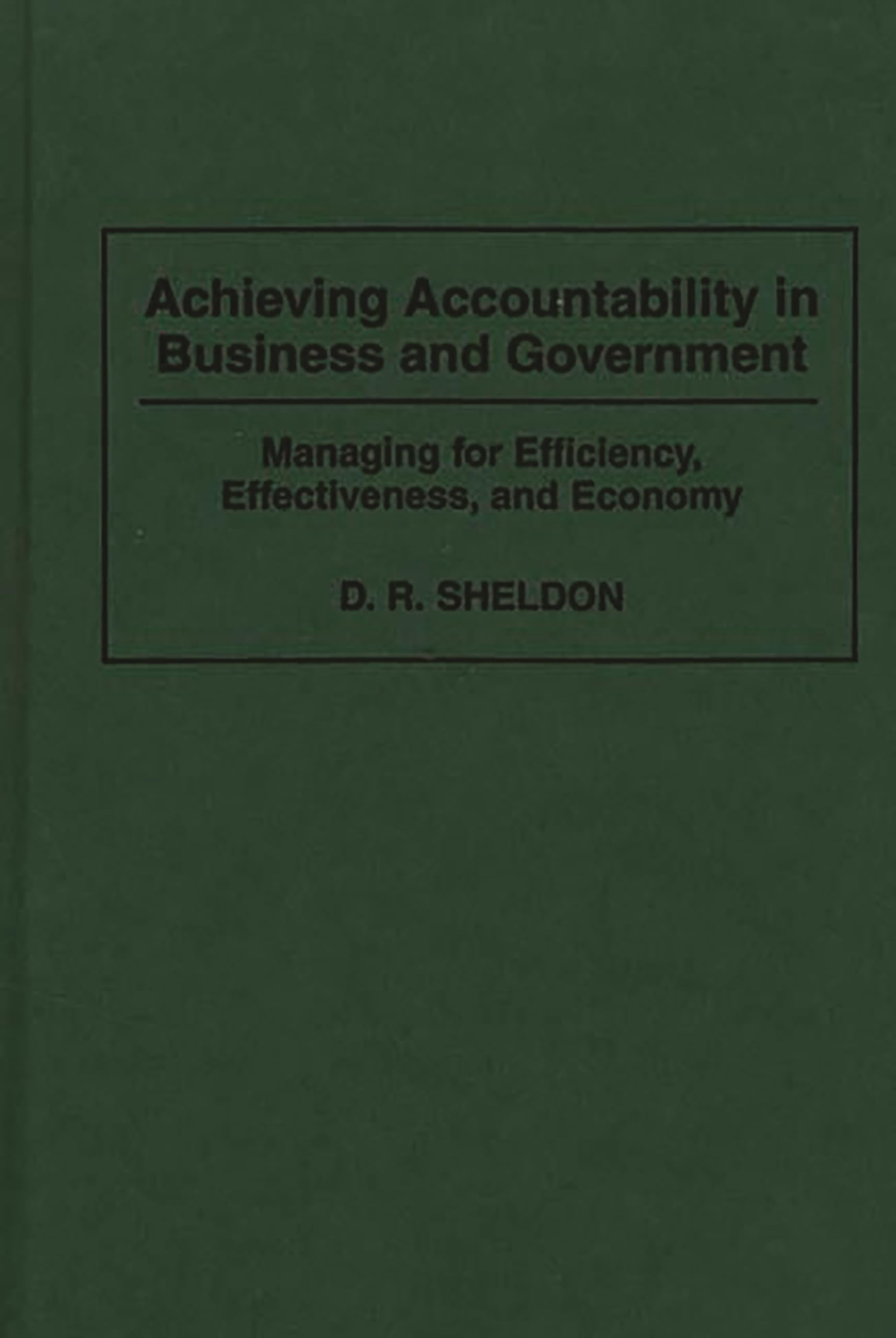 Achieving Accountability in Business and Government: Managing for Efficiency, Effectiveness, and Economy,New