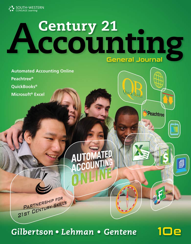 Working Papers, Chapters 117 for Gilbertson/Lehman/Gentene's Century 21 Accounting: General Journal, 10th,Used