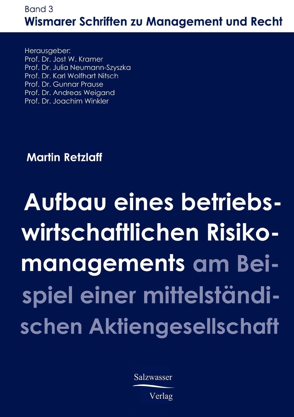 Aufbau eines betriebswirtschaftlichen Risikomanagements am Beispiel einer mittelstndischen Aktiengesellschaft (German Edition),Used