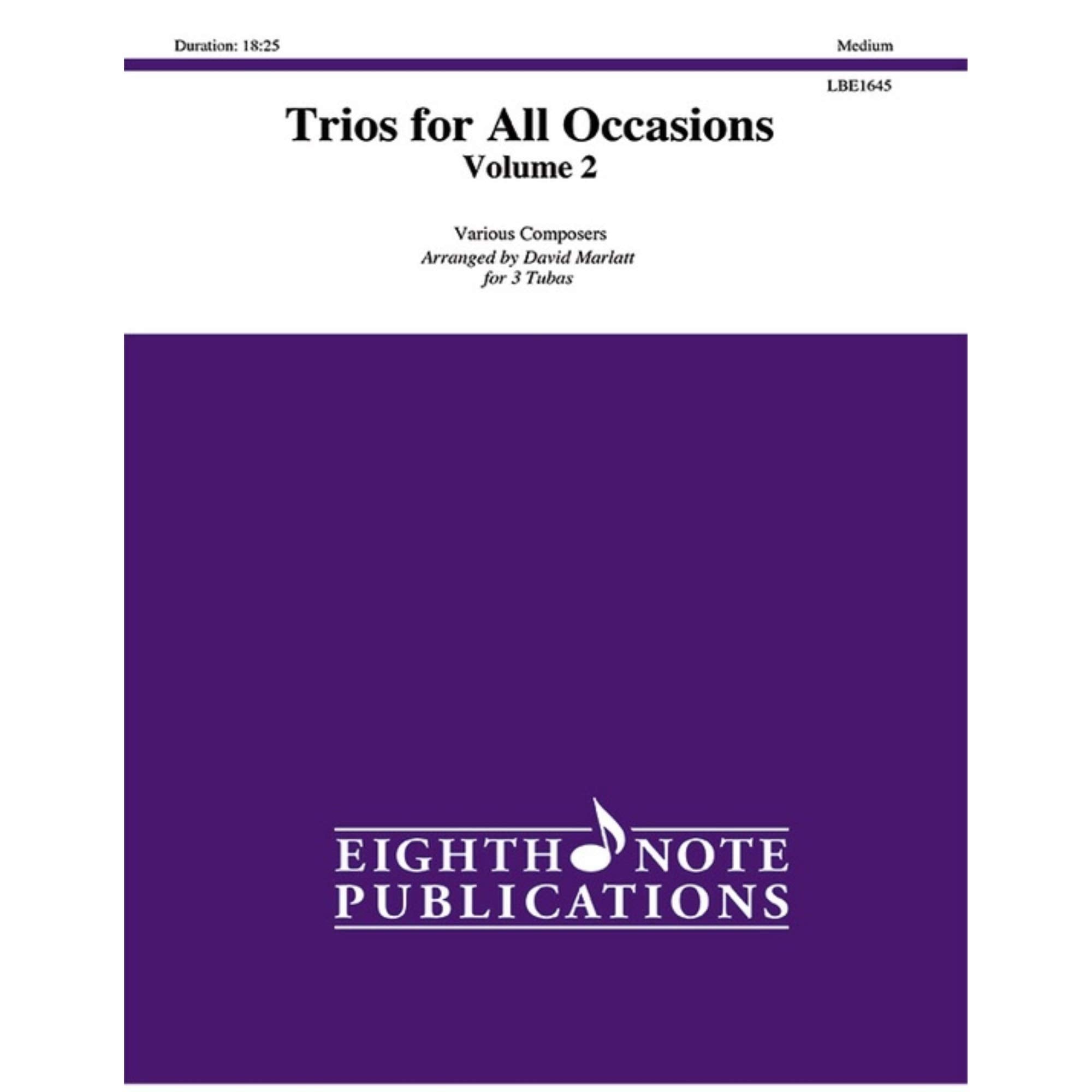 Trios for All Occasions, Vol 2: 3 Tubas, Score & Parts (Eighth Note Publications, Vol 2),Used
