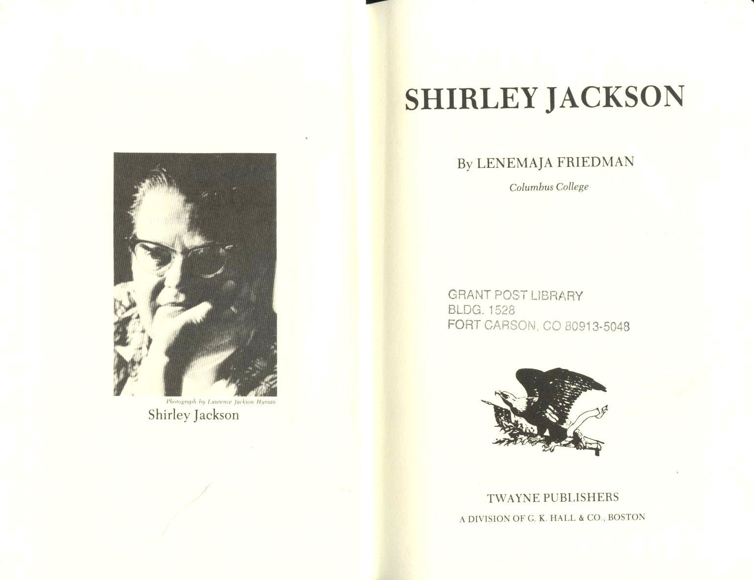 Shirley Jackson (Twayne's United States Authors Series ; Tusas 253),Used