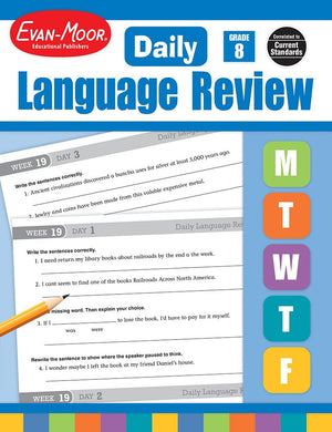 Evanmoor Daily Language Review, Grade 8 Actvities Homeschooling & Classroom Resource Workbook, Reproducible Worksheets, Teacher