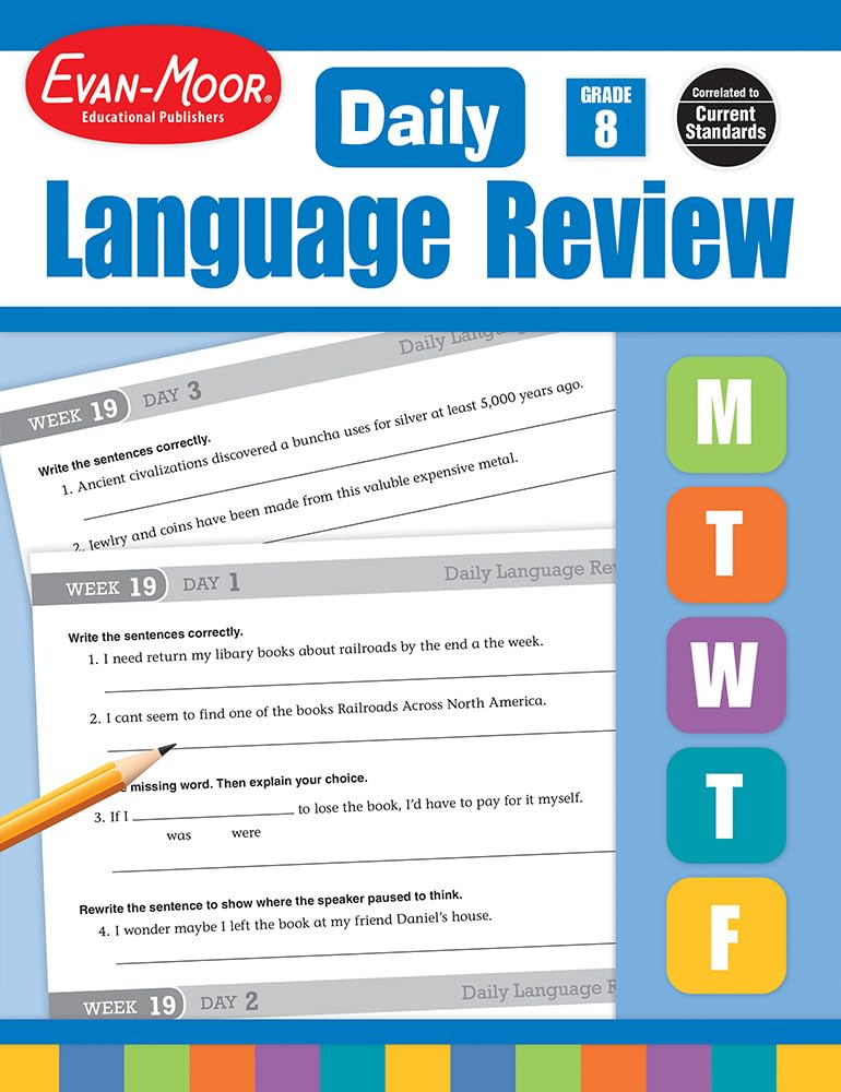 Evanmoor Daily Language Review, Grade 8 Actvities Homeschooling & Classroom Resource Workbook, Reproducible Worksheets, Teacher