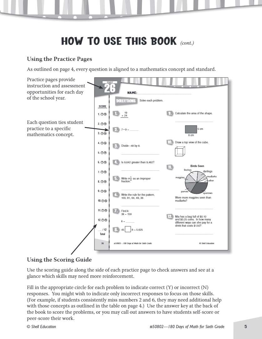 180 Days?: Mathematics for 6th Grade Practice Workbook for Classroom and Home, Cool and Fun Practice Created by Teachers (180 Da,Used