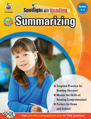 Carson Dellosa Summarizing, Grades 3  4 Resource Book,Used