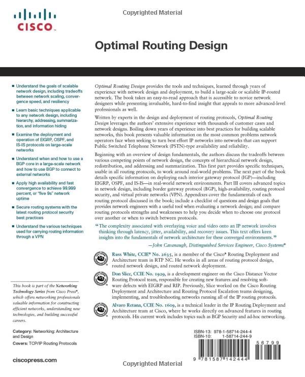 Optimal Routing Design (Networking Technology),Used