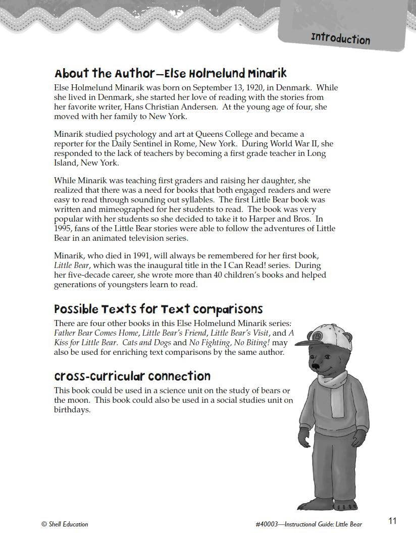Little Bear: An Instructional Guide for Literature  Novel Study Guide for Elementary School Literature with Close Reading and W,Used