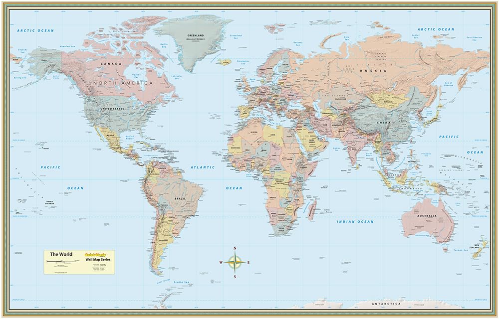 World Map Poster (32 x 50 inches)  Laminated: a QuickStudy Reference,Used