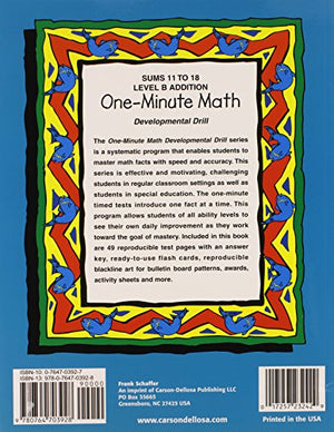 OneMinute Math: Level B Addition Sums 11 to 18 (FS23242),Used