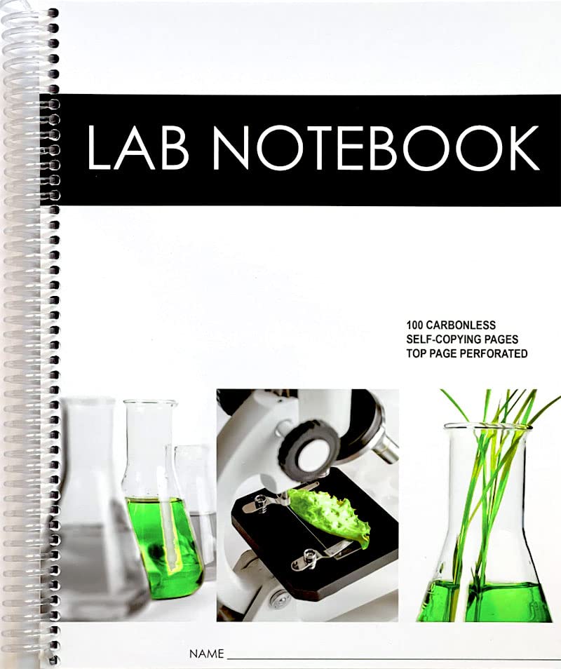 Lab Notebook 100 Carbonless Pages Spiral Bound (Top Page Perforated),New