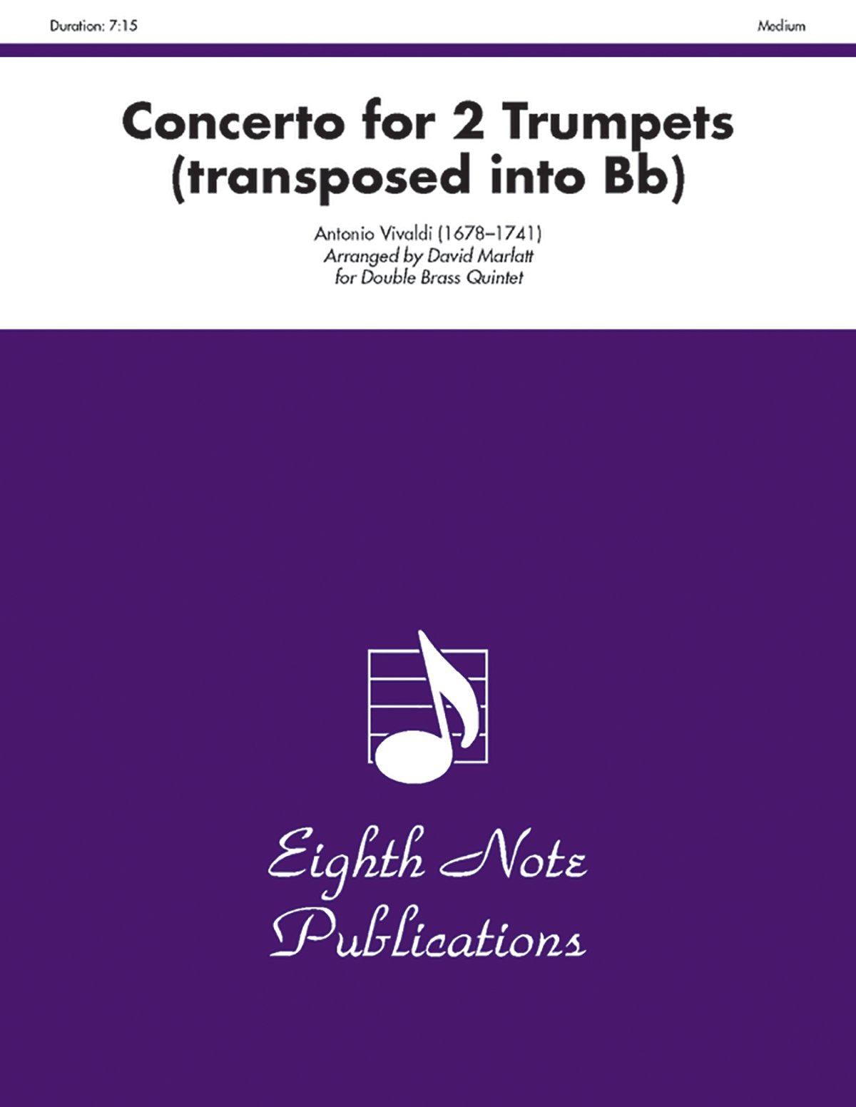 Concerto For 2 Trumpets (Transposed Into Bflat): Score & Parts (Eighth Note Publications),Used