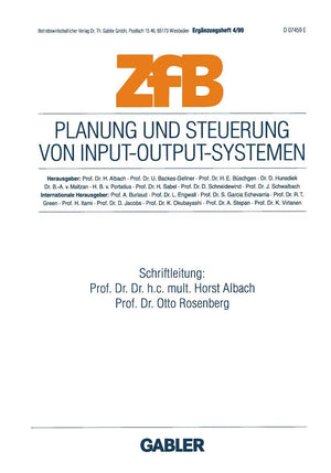 Planung und Steuerung von InputOutputSystemen (ZfB Special Issue, 4) (German Edition),Used
