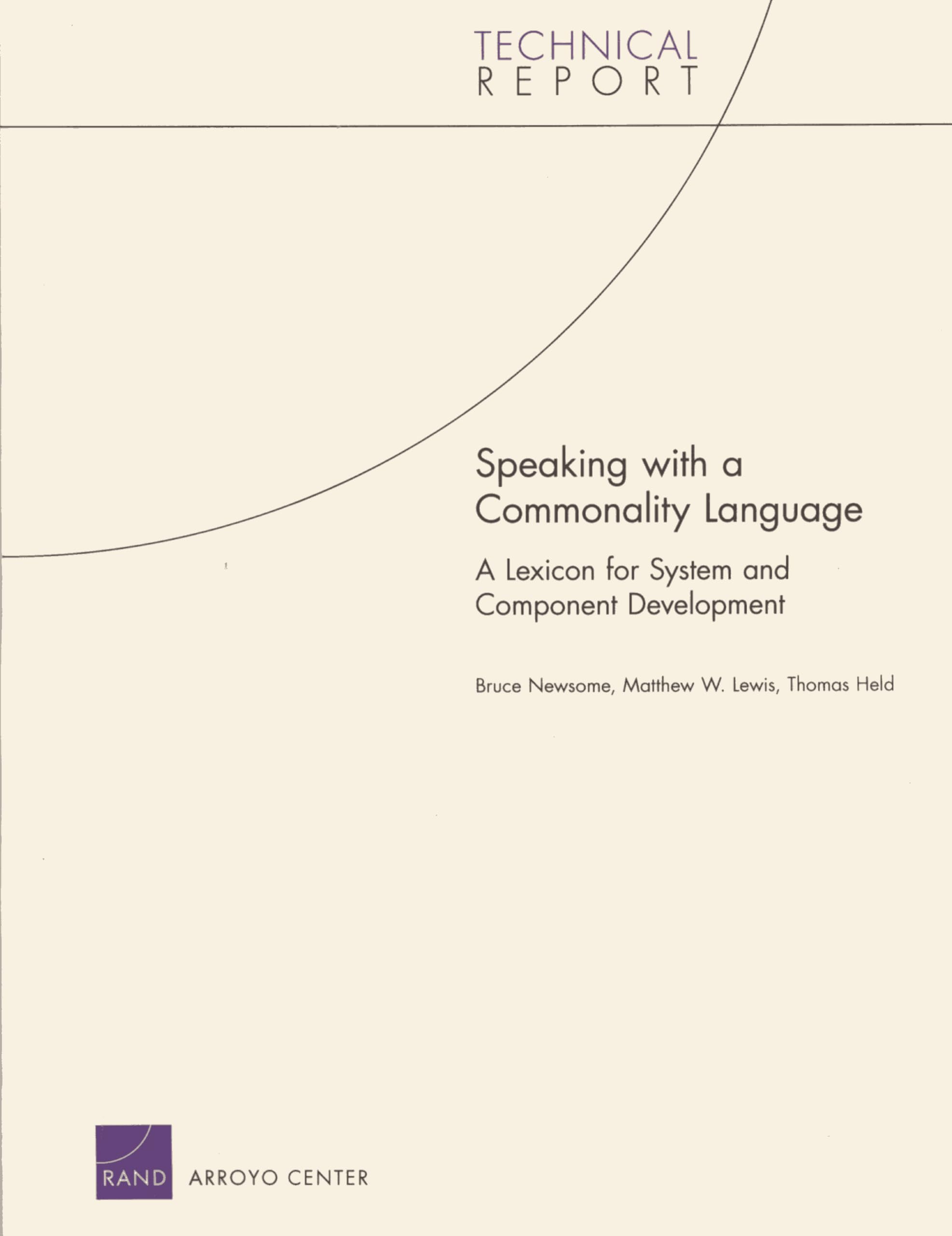 Speaking With A Commonality Language: A Lexicon For System And Component Development: A Lexicon For System And Component Develop,New