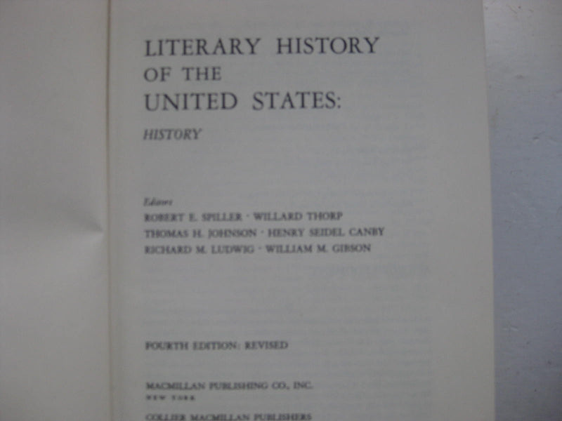 Literary History of the United States, 4th Revised Edition,Used