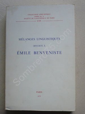 Melanges Linguistiques Offerts a Emile Benveniste (Collection Linguistique De La Societe De Linguistique De Paris) (French Editi,Used