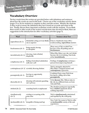 The Great Gatsby: An Instructional Guide for Literature  Novel Study Guide for High School Literature with Close Reading and Wr,Used