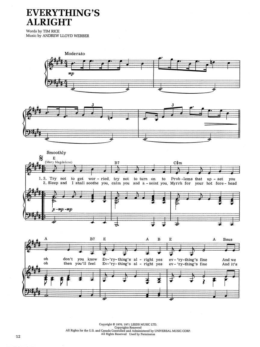 Hal Leonard Jesus Christ Superstar Piano Vocal Sheet Music - Piano Accompaniment and Vocal Parts