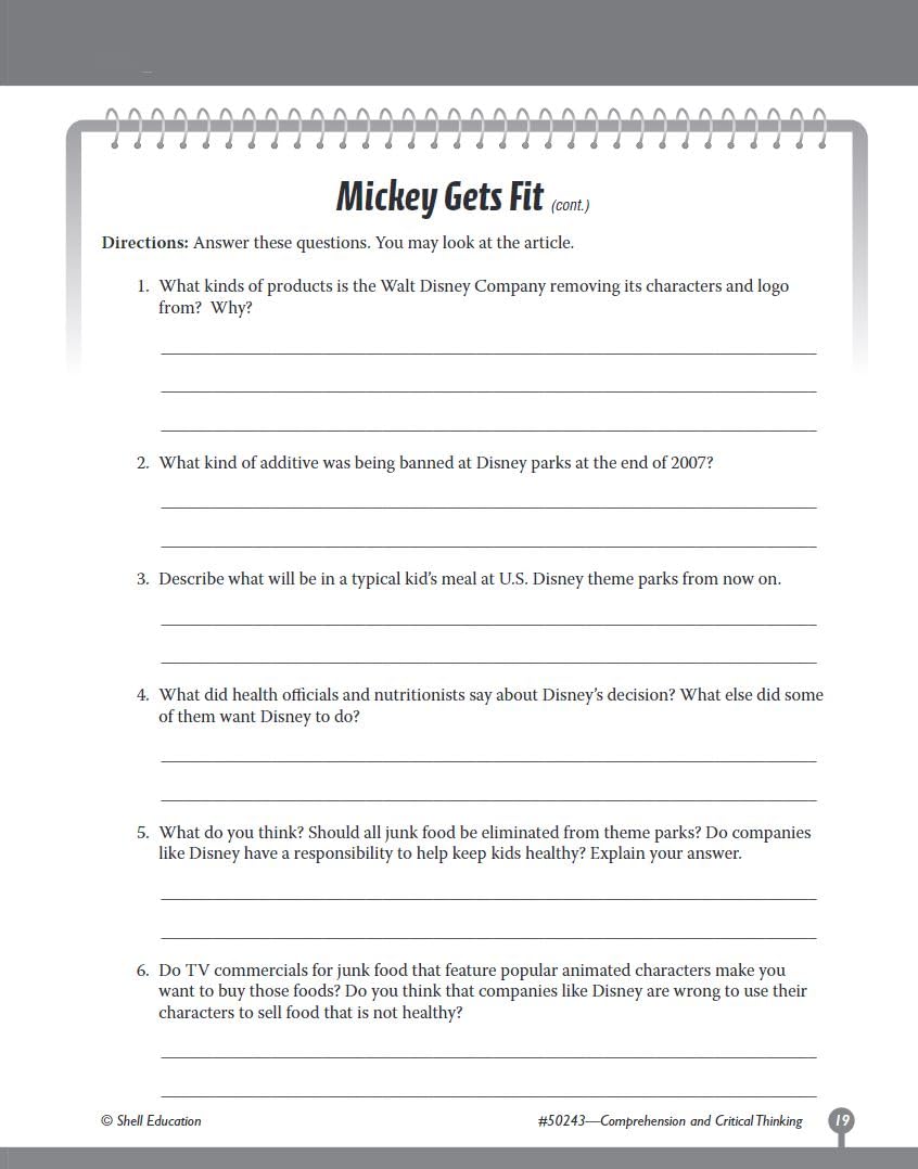 Comprehension and Critical Thinking Grade 3 (Comprehension & Critical Thinking),Used