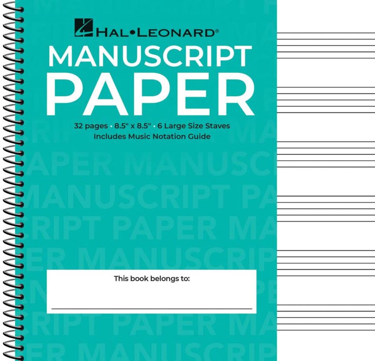 Wide Staff Wirebound Manuscript Paper (Aqua Cover),New