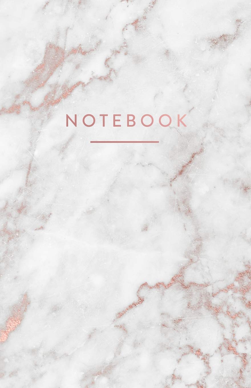 Notebook: White and Gold Marble with Rose Gold Lettering  5.5 x 8.5  A5 Size (Trendy Marble and Gold),Used