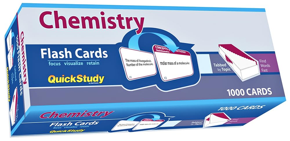 Chemistry Flash Cards  1000 cards: a QuickStudy Reference Tool,Used