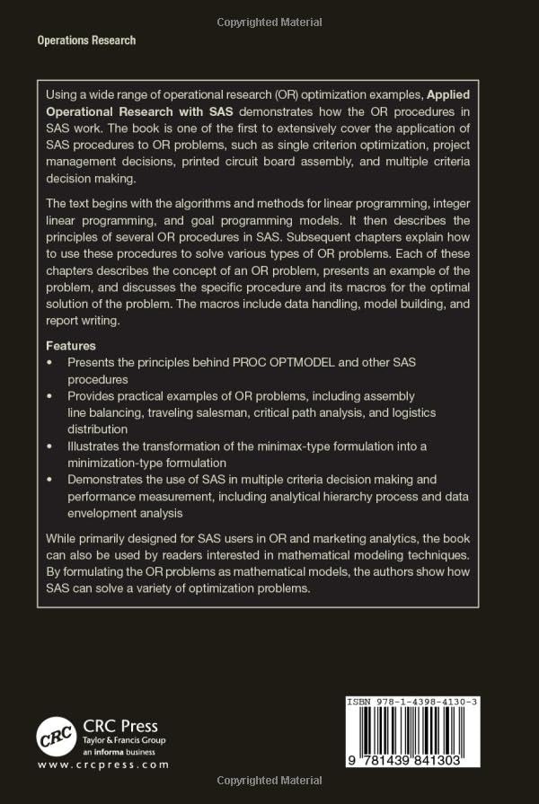 Applied Operational Research with SAS,Used