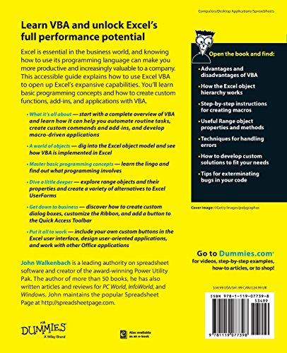 Excel Vba Programming For Dummies, 4E