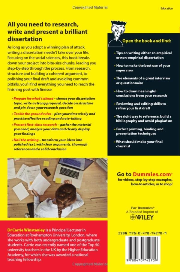 Writing a Dissertation For Dummies  UK Edition,Used