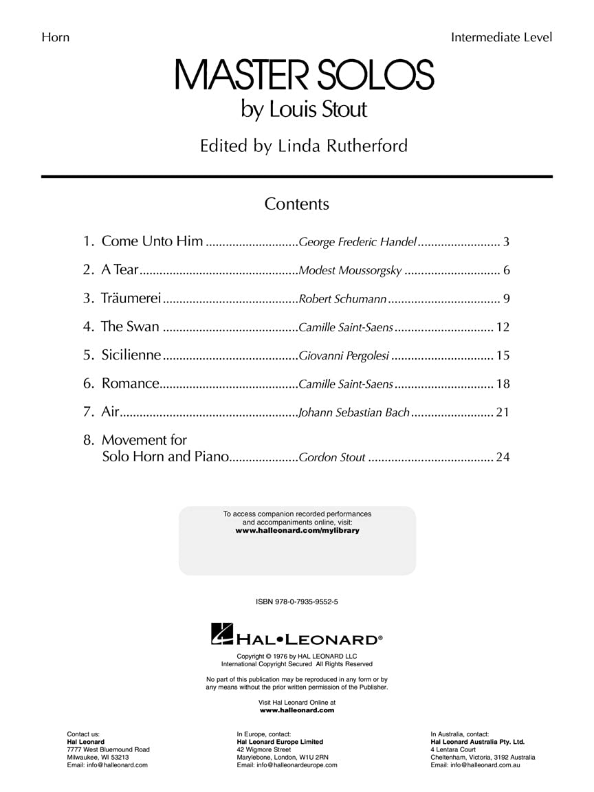 Master Solos Intermediate Level  French Horn: Book/Online Audio
