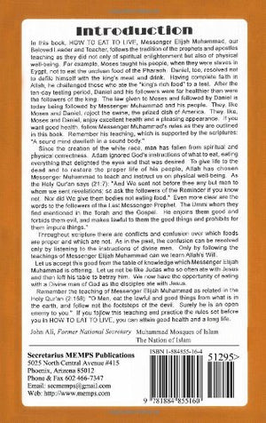 HOW TO EAT TO LIVE  BOOK ONE: From God In Person, Master Fard Muhammad,New
