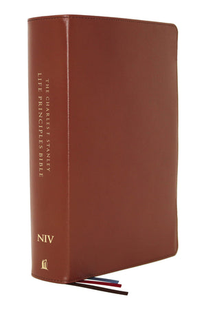 NIV, Charles F. Stanley Life Principles Bible, 2nd Edition, Genuine Leather, Brown, Thumb Indexed, Comfort Print: Growing in Kno