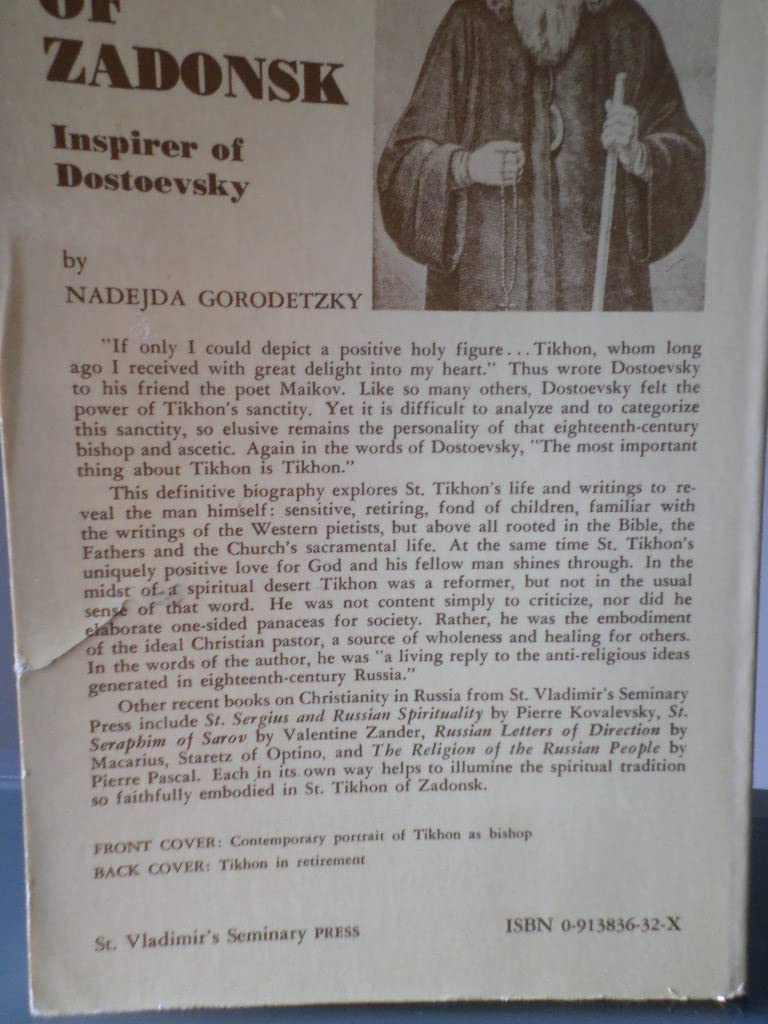 Saint Tikhon of Zadonsk: Inspirer of Dostoevsky,Used