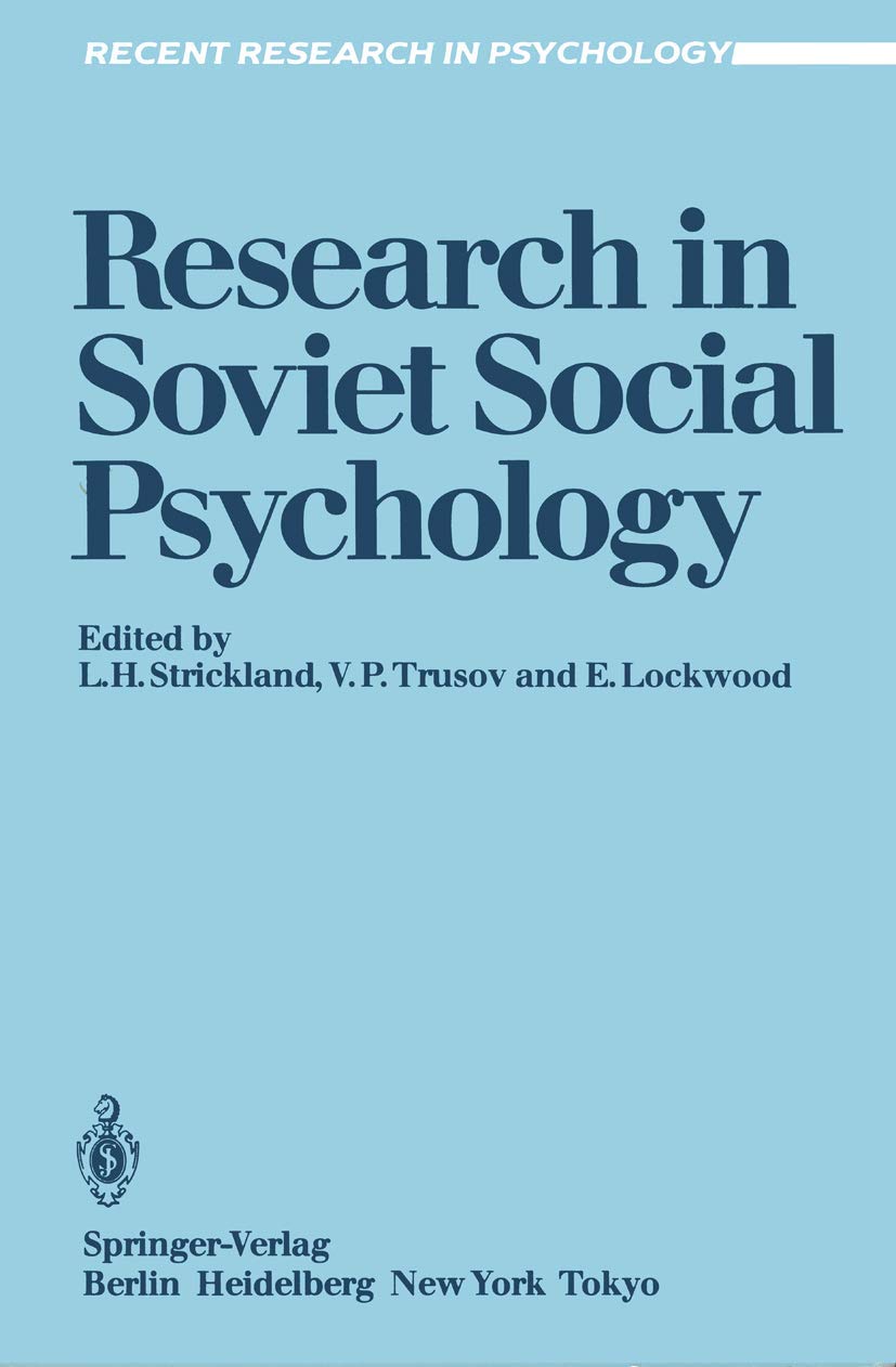 Research in Soviet Social Psychology (Recent Research in Psychology),Used