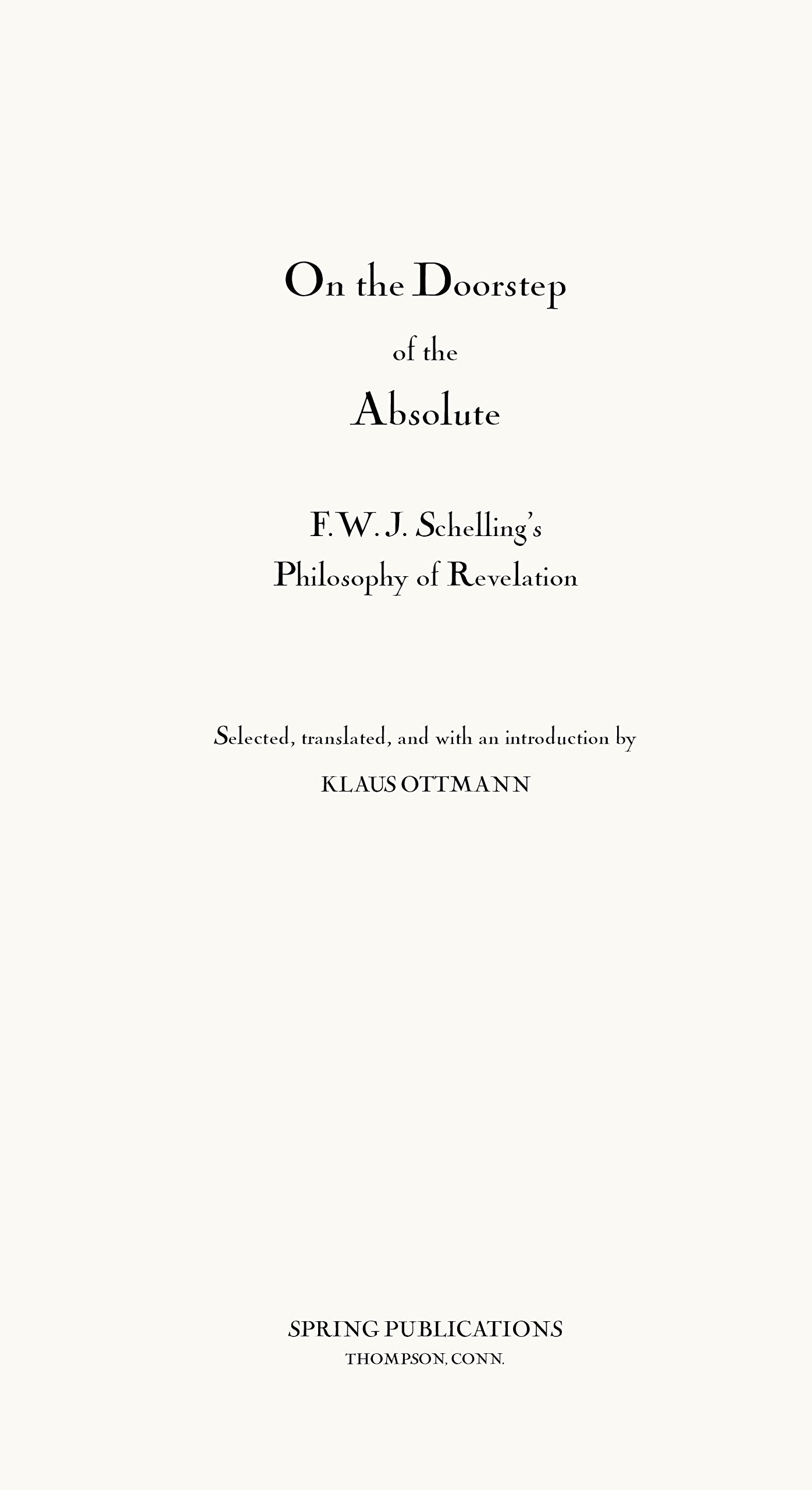Philosophy Of Revelation (184142) And Related Texts