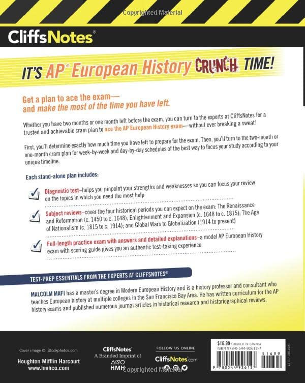 CliffsNotes AP European History Cram Plan,Used