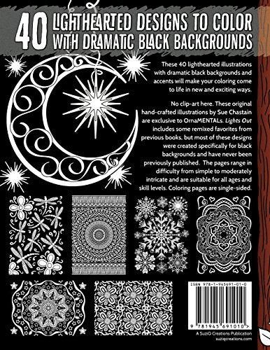 OrnaMENTALs Lights Out: 40 Lighthearted Designs to Color with Dramatic Black Backgrounds,Used