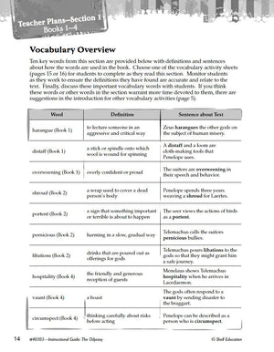 The Odyssey: An Instructional Guide for Literature  Novel Study Guide for High School Literature with Close Reading and Writing,Used