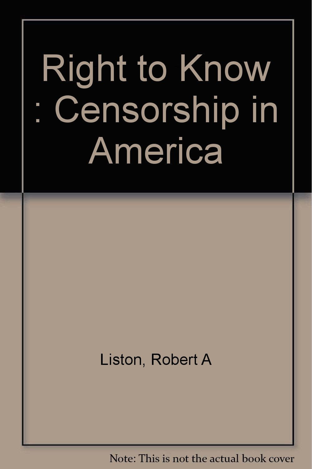The Right to Know  Censorship in America,Used