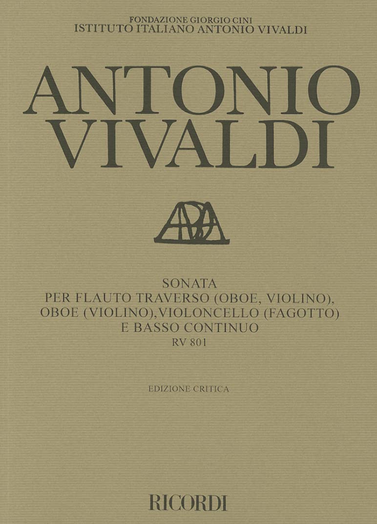 Sonata for Transverse Flute Oboe Violoncello and Basso Continuo RV801: Critical Edition Score,Used