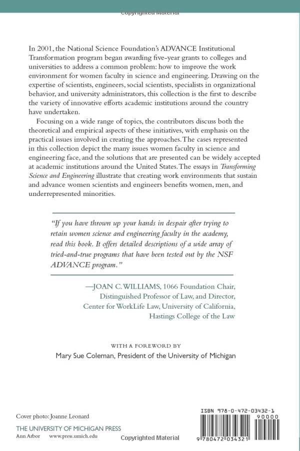 Transforming Science and Engineering: Advancing Academic Women,Used