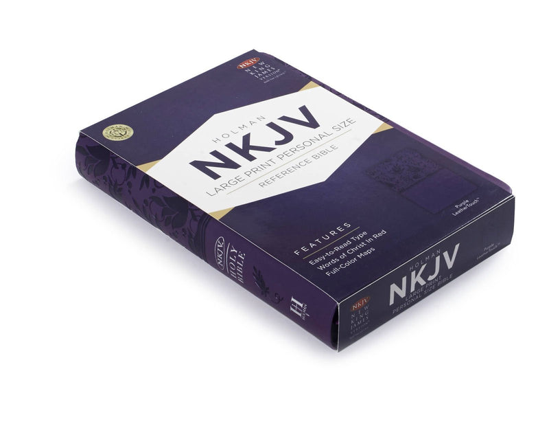 NKJV Large Print Personal Size Reference Bible, Purple LeatherTouch,Used