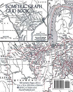Underground Routes To Canada: Showing Lines Of Travel Of Fugitive Slaves  Softcover Isometric Graph Paper Triangle Grid Book  10,Used