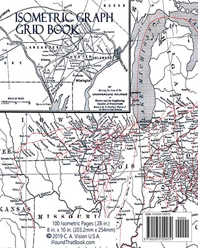 Underground Routes To Canada: Showing Lines Of Travel Of Fugitive Slaves  Softcover Isometric Graph Paper Triangle Grid Book  10,Used