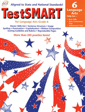 TestSMART for Language Arts Grade 6: Help for Basic Language Arts Skills, State Competency Tests, Achievement Tests,Used