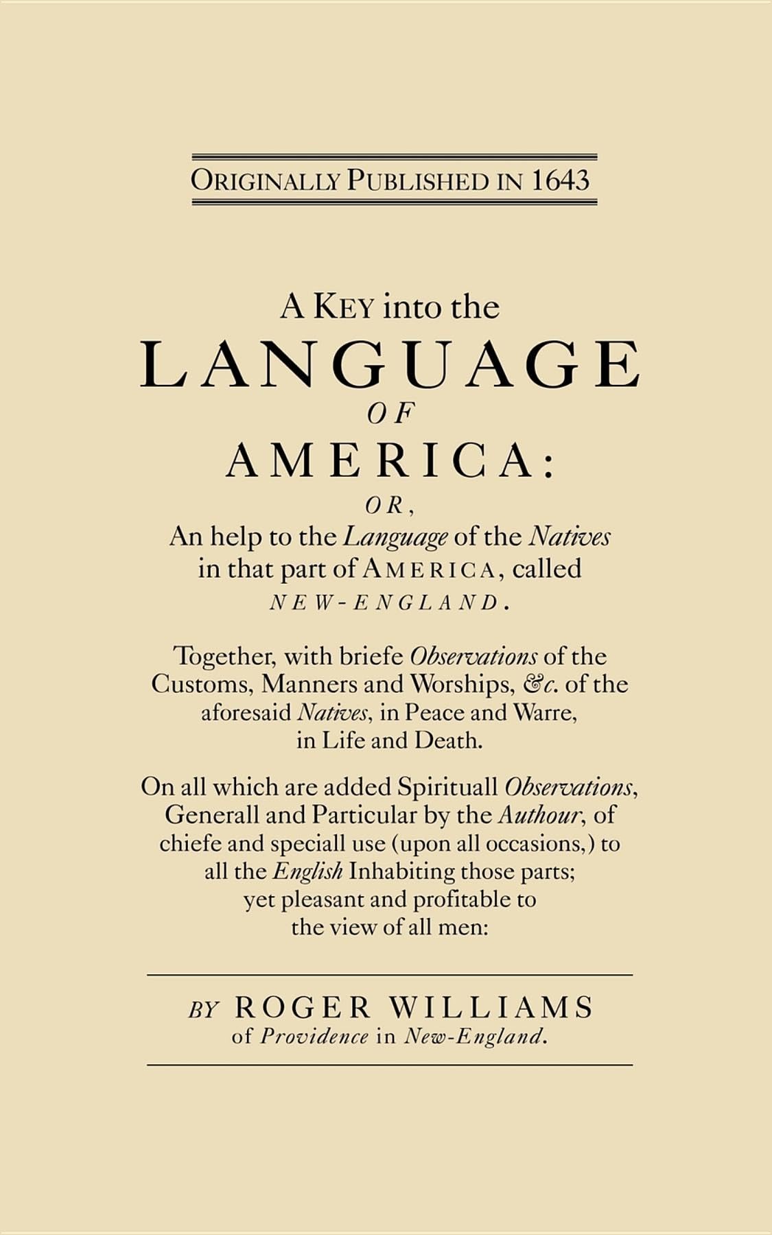 Key into the Language of America (Applewood Books),New